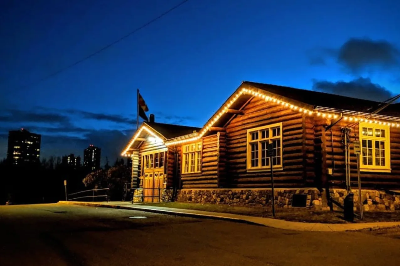 The Bison Lodge venue at night, host of Fuckup Nights YEG